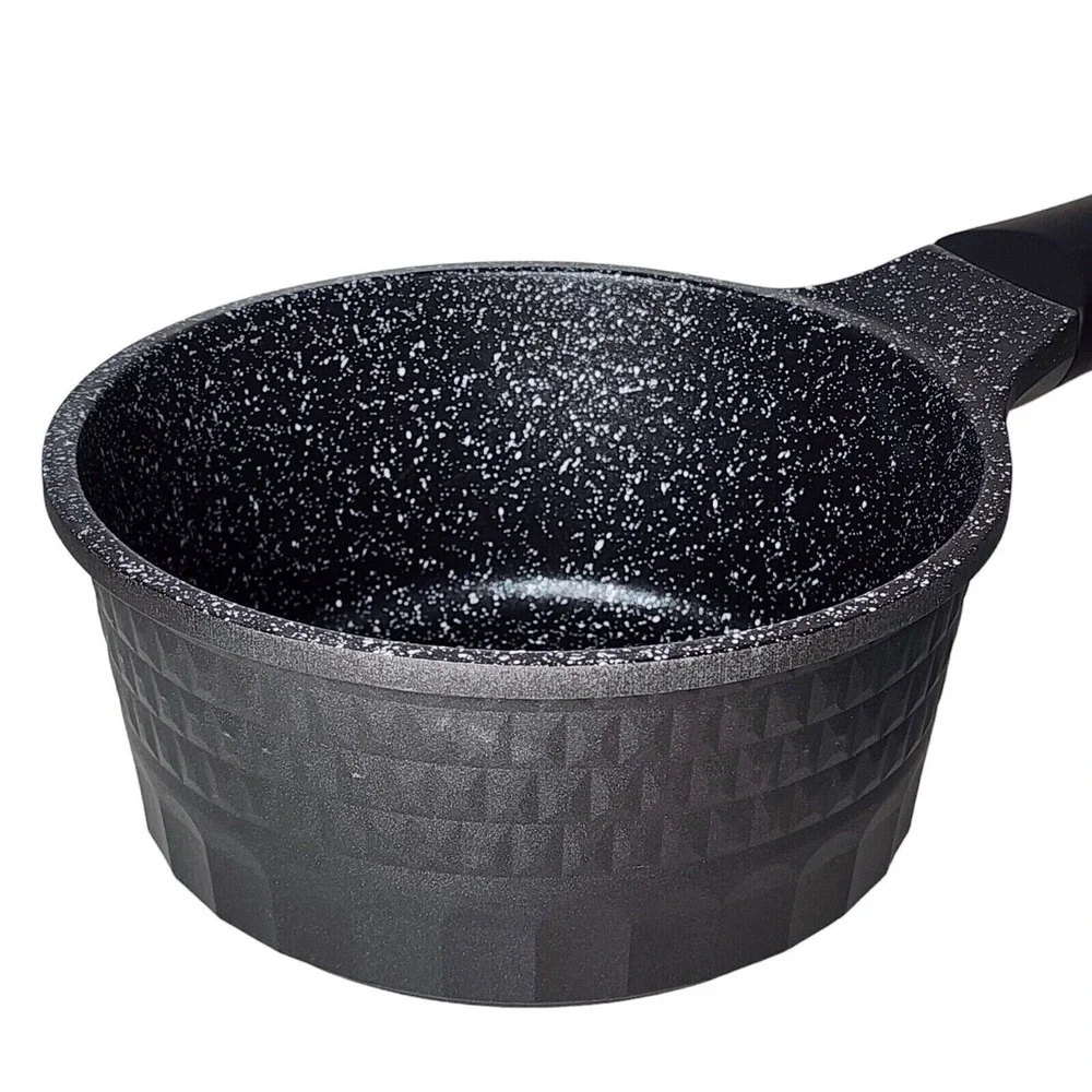 D&W Premium Cookware 7in‎ Saucepan Casserole Nonstick With Glass Lid 1.9QT Black